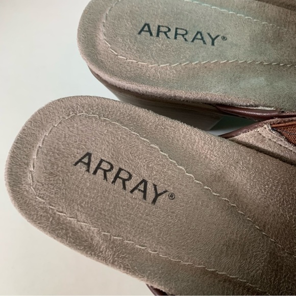 Array Womens Laurel Brown Leather slide block heel Mules Shoes US 8.5 N narrow - Picture 2 of 10